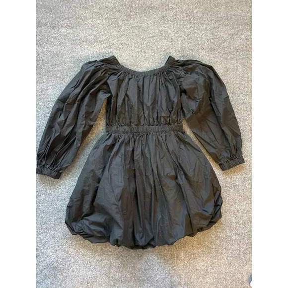 Ulla Johnson Black Noir Martine Elastic Waist Pleated Balloon Mini Dress… - Picture 8 of 14